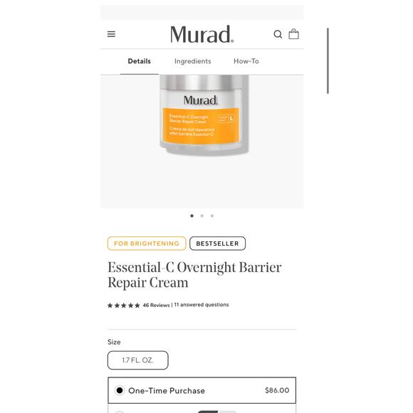 NIB Murad Essential Vitamin C Overnight Barrier Repair Cream Full Size 1.7 oz - Picture 7 of 9